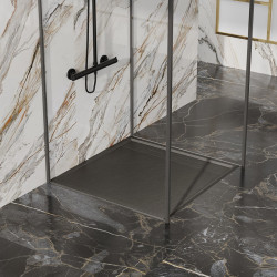 BRODZIK PRYSZNICOWY KAMIENNY KWADRATOWY SLIM DEKO CZARNY 90x90 CM DEKO-BL-90