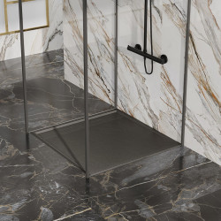 BRODZIK PRYSZNICOWY KAMIENNY KWADRATOWY SLIM DEKO CZARNY 80x80 CM DEKO-BL-80
