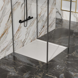 BRODZIK PRYSZNICOWY KAMIENNY KWADRATOWY SLIM DEKO BIAŁY 90x90 CM DEKO-WH-90
