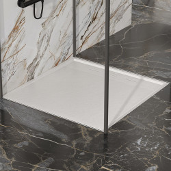 BRODZIK PRYSZNICOWY KAMIENNY KWADRATOWY SLIM DEKO BIAŁY 90x90 CM DEKO-WH-90