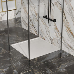 BRODZIK PRYSZNICOWY KAMIENNY KWADRATOWY SLIM DEKO BIAŁY 90x90 CM DEKO-WH-90