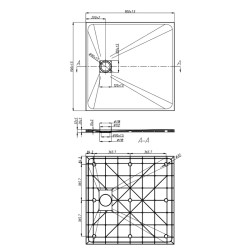 BRODZIK PRYSZNICOWY KAMIENNY KWADRATOWY SLIM RIKO CZARNY WZÓR MARMUR 90x90 MAR-RIKO-BL-90