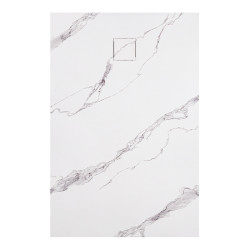 BRODZIK PRYSZNICOWY KAMIENNY PROSTOKĄTNY SLIM RIKO BIAŁY WZÓR MARMUR 100x80 MAR-RIKO-WH-100X80