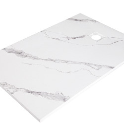 BRODZIK PRYSZNICOWY KAMIENNY PROSTOKĄTNY SLIM RIKO BIAŁY WZÓR MARMUR 120x90 MAR-RIKO-WH-120X90