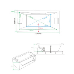 WANNA Z HYDROMASAŻEM SATURN 944 BIAŁA 180x90 CM SATURN-944-180X90