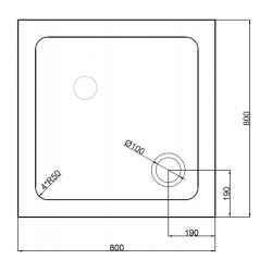 BRODZIK PRYSZNICOWY KWADRATOWY SLIM ST02A BIAŁY 80x80 CM ST02A-WH-80