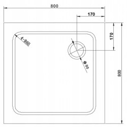 Kopia - BRODZIK PRYSZNICOWY KWADRATOWY SLIM ST02A CZARNY 80x80x5 CM ST02A-BL-80