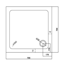 Kopia - BRODZIK PRYSZNICOWY KWADRATOWY SLIM ST02C BIAŁY 70x70 CM ST02C-WH-70