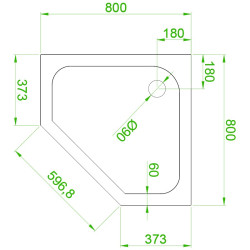 Kopia - BRODZIK PRYSZNICOWY PIĘCIOKĄTNY SLIM ST07A BIAŁY 80x80 CM ST07A-WH-80