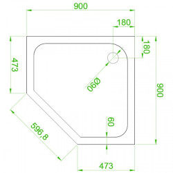 Kopia - BRODZIK PRYSZNICOWY PIĘCIOKĄTNY SLIM ST07B BIAŁY 90x90 CM ST07B-WH-90