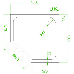 Kopia - BRODZIK PRYSZNICOWY PIĘCIOKĄTNY SLIM ST07C CZARNY 100x100 CM ST07C-BL-100