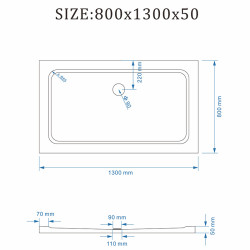 Kopia - BRODZIK PRYSZNICOWY PROSTOKĄTNY SLIM ST03D CZARNY 130x80 CM ST03D-BL-130X80