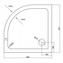 BRODZIK PRYSZNICOWY PÓŁOKRĄGŁY SLIM ST01A BIAŁY 80x80 CM ST01A-WH-80