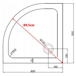 BRODZIK PRYSZNICOWY PÓŁOKRĄGŁY SLIM ST01A CZARNY 80x80 CM ST01A-BL-80
