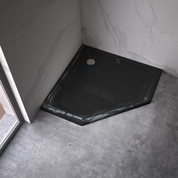 Brodzik prysznicowy 90x90 ST07B czarny + syfon 5cm ST07B-BL-90
