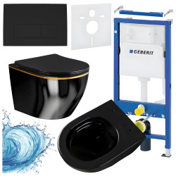 ZESTAW PODTYNKOWY WC STELAŻ GEBERIT DUOFIX MIZU-BL-GL-RIM-03 PRZYCISK DELTA 50 CZARNY MAT