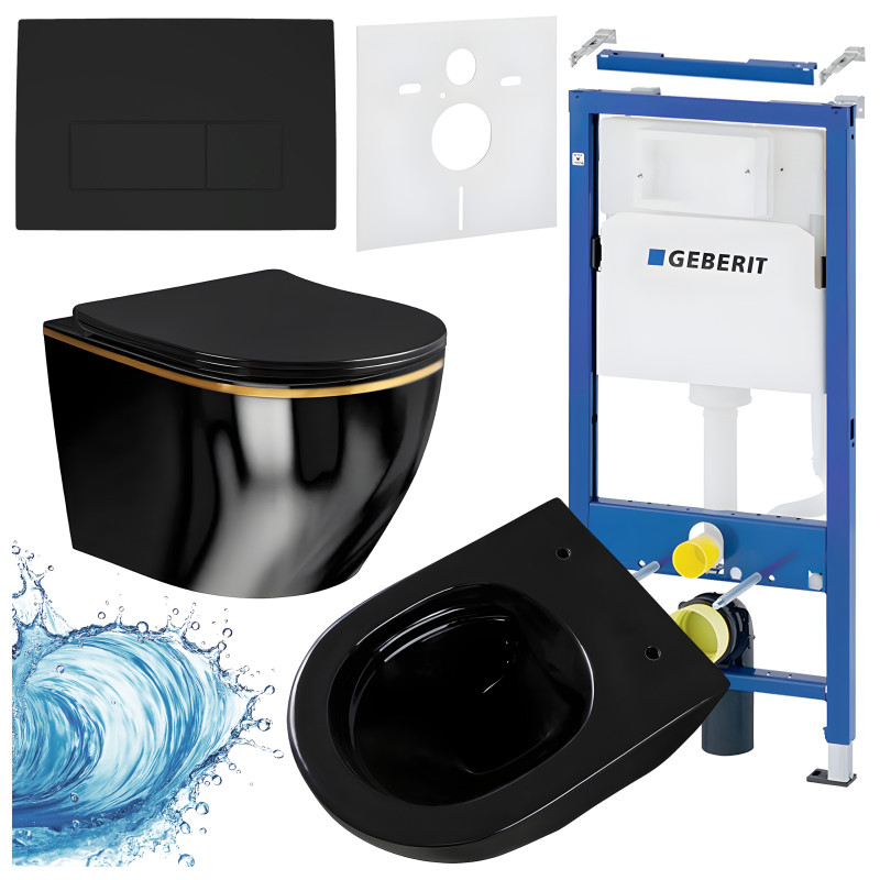 ZESTAW PODTYNKOWY WC STELAŻ GEBERIT DUOFIX MIZU-BL-GL-RIM-03 PRZYCISK DELTA 50 CZARNY MAT