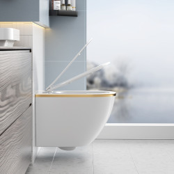 MISKA WC WISZĄCA RIMLESS PEAK-WH-GL-RIM-03 BIAŁA DESKA WOLNOOPADAJĄCA DUROPLAST PEAK-WH-GL-RIM-03