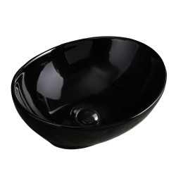 UMYWALKA NABLATOWA CERAMICZNA OWALNA LUMO-BL-405 CZARNY POŁYSK LUMO-BL-405