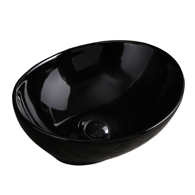 UMYWALKA NABLATOWA CERAMICZNA OWALNA LUMO-BL-405 CZARNY POŁYSK LUMO-BL-405