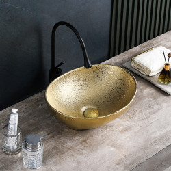 UMYWALKA NABLATOWA CERAMICZNA OWALNA LUMO-GL-405 ZŁOTA STRUKTURA LUMO-GL-405