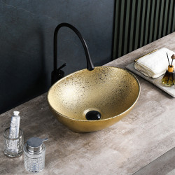 UMYWALKA NABLATOWA CERAMICZNA OWALNA LUMO-GL-405 ZŁOTA STRUKTURA LUMO-GL-405