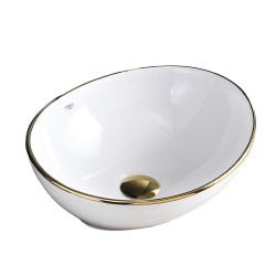 UMYWALKA NABLATOWA CERAMICZNA OWALNA LUMO-WH-GL-405 BIAŁA LUMO-WH-GL-405