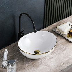UMYWALKA NABLATOWA CERAMICZNA OWALNA LUMO-WH-GL-405 BIAŁA LUMO-WH-GL-405