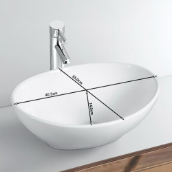 UMYWALKA NABLATOWA CERAMICZNA OWALNA LUMO-WH-GL-405 BIAŁA LUMO-WH-GL-405