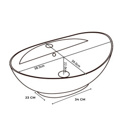 UMYWALKA NABLATOWA CERAMICZNA OWALNA TERA-WH-585 BIAŁY TERA-WH-585