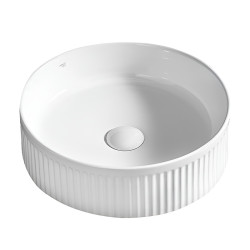 UMYWALKA NABLATOWA CERAMICZNA OKRĄGŁA LAVA-WH-RF-370 BIAŁA RYFLOWANA LAVA-WH-RF-370