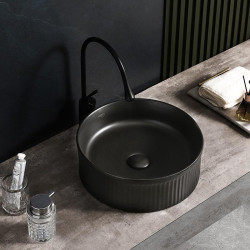 UMYWALKA NABLATOWA CERAMICZNA OKRĄGŁA LAVA-BL-RF-370 CZARNA RYFLOWANA LAVA-BL-RF-370