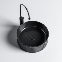 UMYWALKA NABLATOWA CERAMICZNA OKRĄGŁA LAVA-BL-RF-370 CZARNA RYFLOWANA LAVA-BL-RF-370