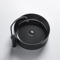 UMYWALKA NABLATOWA CERAMICZNA OKRĄGŁA LAVA-BL-RF-370 CZARNA RYFLOWANA LAVA-BL-RF-370