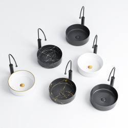 UMYWALKA NABLATOWA CERAMICZNA OKRĄGŁA LAVA-BL-RF-370 CZARNA RYFLOWANA LAVA-BL-RF-370