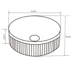 UMYWALKA NABLATOWA CERAMICZNA OKRĄGŁA LAVA-BL-RF-370 CZARNA RYFLOWANA LAVA-BL-RF-370