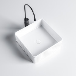 UMYWALKA NABLATOWA CERAMICZNA KWADRATOWA RYFLOWANA AURA-WH-375 BIAŁA AURA-WH-375