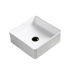 UMYWALKA NABLATOWA CERAMICZNA KWADRATOWA RYFLOWANA AURA-WH-375 BIAŁA AURA-WH-375