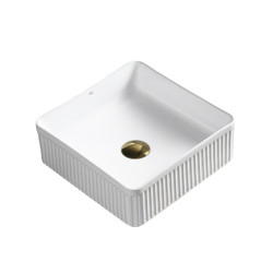 UMYWALKA NABLATOWA CERAMICZNA KWADRATOWA RYFLOWANA AURA-WH-375 BIAŁA AURA-WH-375