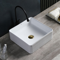 UMYWALKA NABLATOWA CERAMICZNA KWADRATOWA RYFLOWANA AURA-WH-375 BIAŁA AURA-WH-375