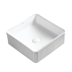 UMYWALKA NABLATOWA CERAMICZNA KWADRATOWA RYFLOWANA AURA-WH-375 BIAŁA AURA-WH-375
