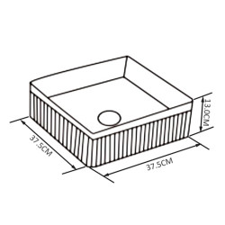 UMYWALKA NABLATOWA CERAMICZNA KWADRATOWA RYFLOWANA AURA-WH-375 BIAŁA AURA-WH-375