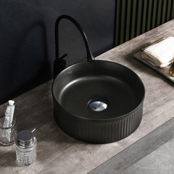 UMYWALKA NABLATOWA CERAMICZNA OKRĄGŁA LAVA-MTB-RF-370 CZARNY MAT RYFLOWANA LAVA-MTB-RF-370
