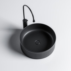 UMYWALKA NABLATOWA CERAMICZNA OKRĄGŁA LAVA-MTB-RF-370 CZARNY MAT RYFLOWANA LAVA-MTB-RF-370