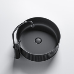 UMYWALKA NABLATOWA CERAMICZNA OKRĄGŁA LAVA-MTB-RF-370 CZARNY MAT RYFLOWANA LAVA-MTB-RF-370