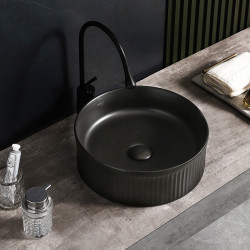 UMYWALKA NABLATOWA CERAMICZNA OKRĄGŁA LAVA-MTB-RF-370 CZARNY MAT RYFLOWANA LAVA-MTB-RF-370