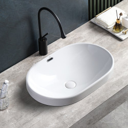 UMYWALKA NABLATOWA CERAMICZNA OWALNA NEL-WH-590 BIAŁA NEL-WH-590