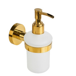 DOZOWNIK DO MYDŁA POJEMNIK NA ŚCIANĘ WISZĄCY SZKLANY LIANA-GL ZŁOTY LIANA-GL