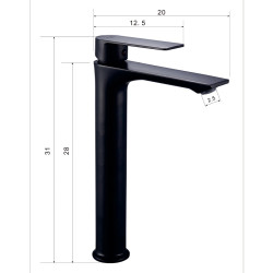 BATERIA UMYWALKOWA ŁAZIENKOWA  FARGO-H CZARNA FARGO-H-BL