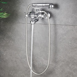 BATERIA WANNOWA PRYSZNICOWA ŚCIENNA RETRO ZESTAW WĄŻ SŁUCHAWKA GLEN CHROM GLEN-CH